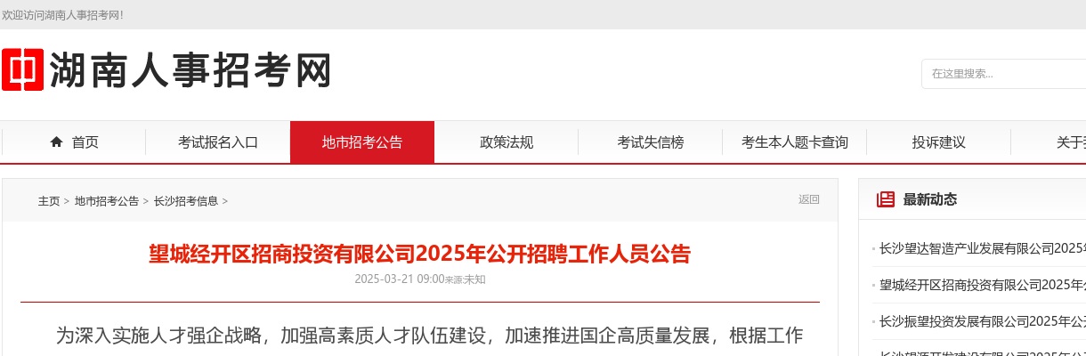 2025望城经开区招商投资有限公招聘9人公告 图片