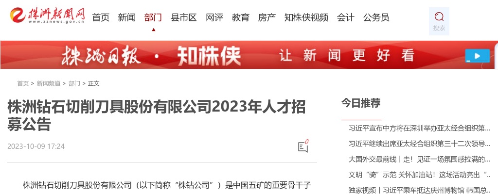 2023湖南株洲钻石切削刀具股份有限公司人才招募公告 图片