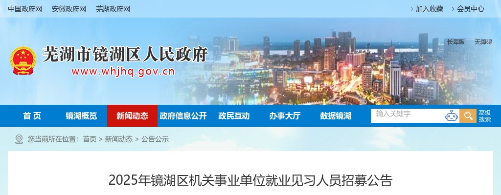 2025年芜湖镜湖区机关事业单位就业见习人员招募公告 图片